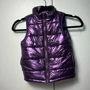 Metallic purple girls puffer vest size 3-4Y